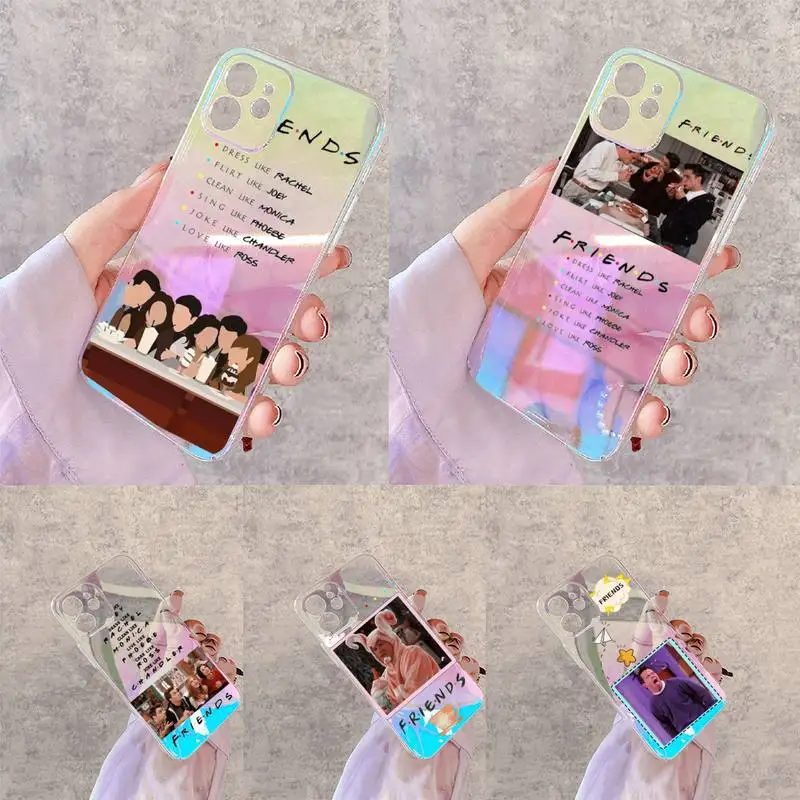 Friends Monica Ross Rachel Phone Case for iPhone xiaomi redmi 7 8 9 11 12 10 S X XS XR MINI Pro Max Plus laser Transparent coque