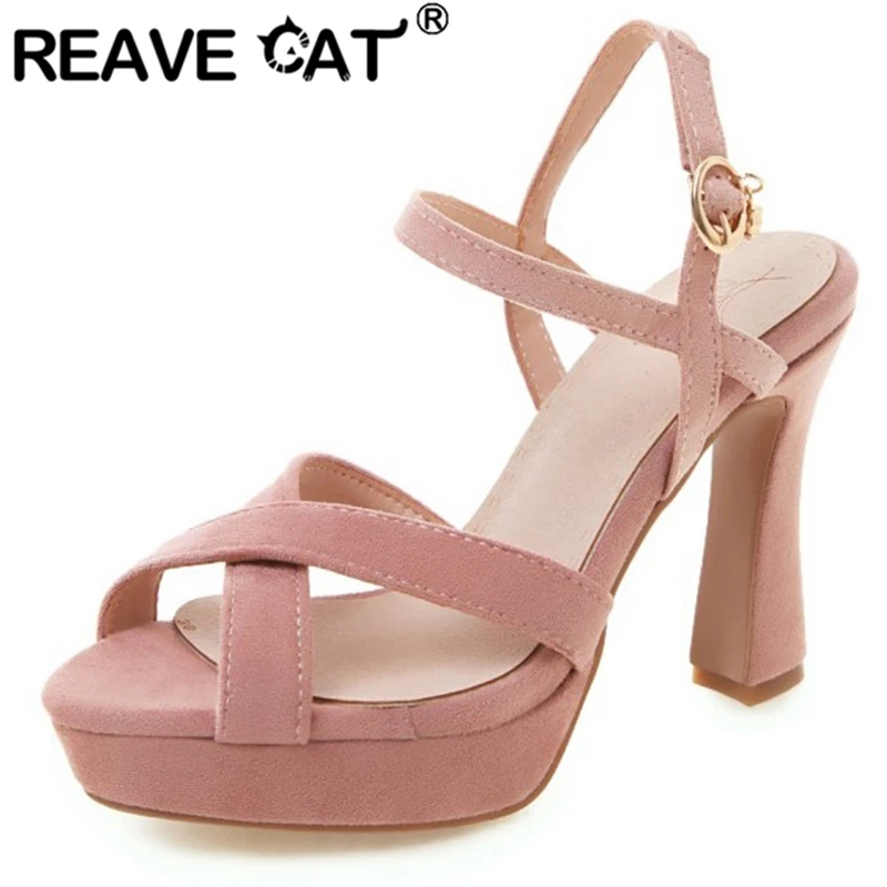 REAVE CAT/2020 г. Летние элегантные босоножки Туфли из флока на платформе 10 5 см с