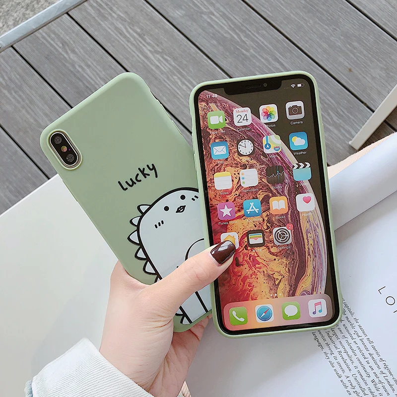 Чехол Ottwn с динозавром для iPhone 7, 6, 6 S, 8 Plus, 11 Pro, Max X, XR, XS Max, чехол для телефона, с сердечком, милый мультяшный Кот, мягкий ТПУ чехол на заднюю панель