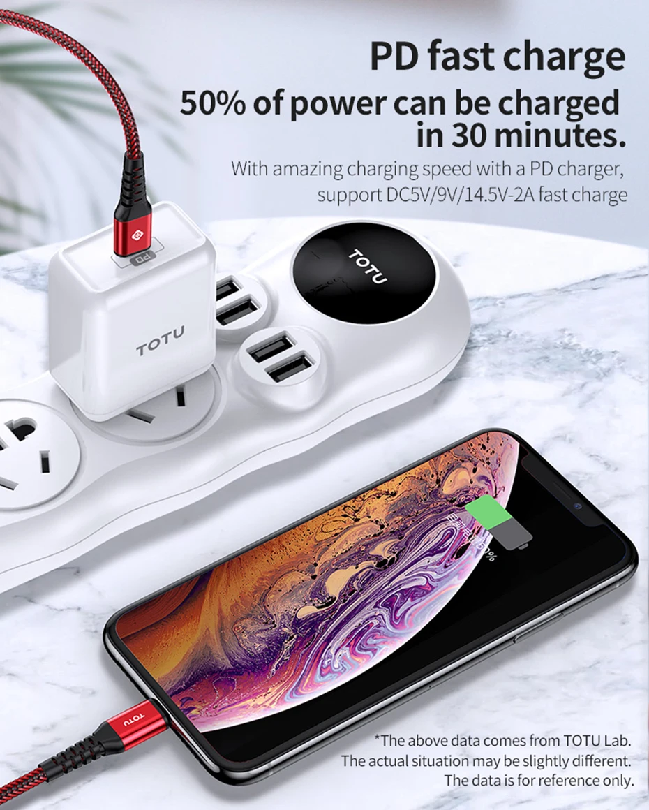TOTU MFi 18 Вт PD USB C для осветительного кабеля для iPhone 11 Pro Max MacBook IPad Pro Быстрый зарядный кабель USB type C кабель для зарядного устройства данных