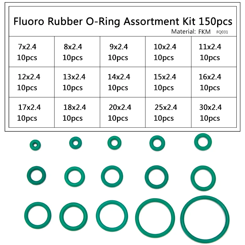Sealing O-rings Fluorine Rubber FKM OD 6mm-35mm CS 1mm 1.5mm 1.9mm 2.4mm 3.1mm Gasket Replacements Kits 15 Sizes 150PCS FQ031 | Спорт и