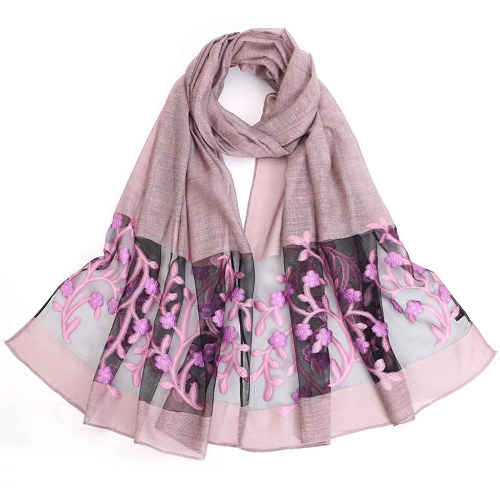 Ladies Scarves Women Flowers Printed Colorful Long Wrap Shawl Chiffon Scarf Female Hijab Autumn And Winter 19Nov05 |
