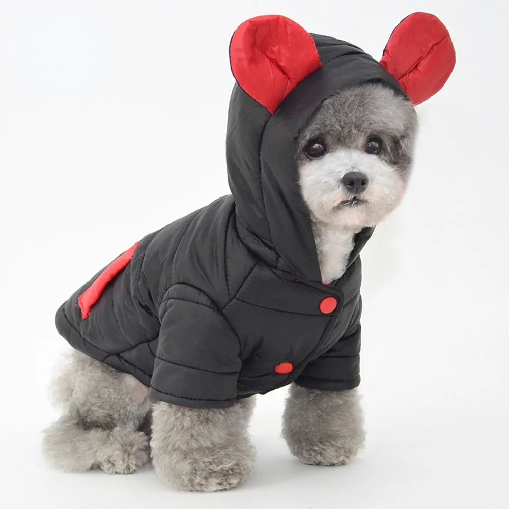 

Хлопковая одежда для домашних животных Bear Ears, теплая одежда для собак, зимняя одежда для котят, одежда для кошек, одежда для домашних животны...