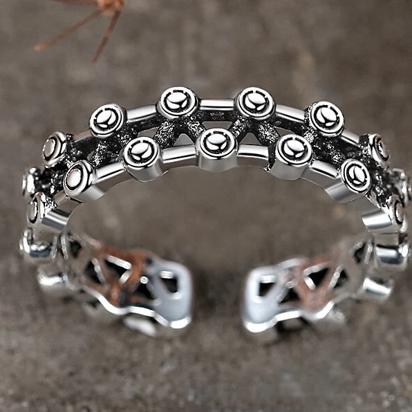 

Vintage 925 Sterling Thai Silver Ring Female Korean Infant Sun Flower Opening Index Finger Ring