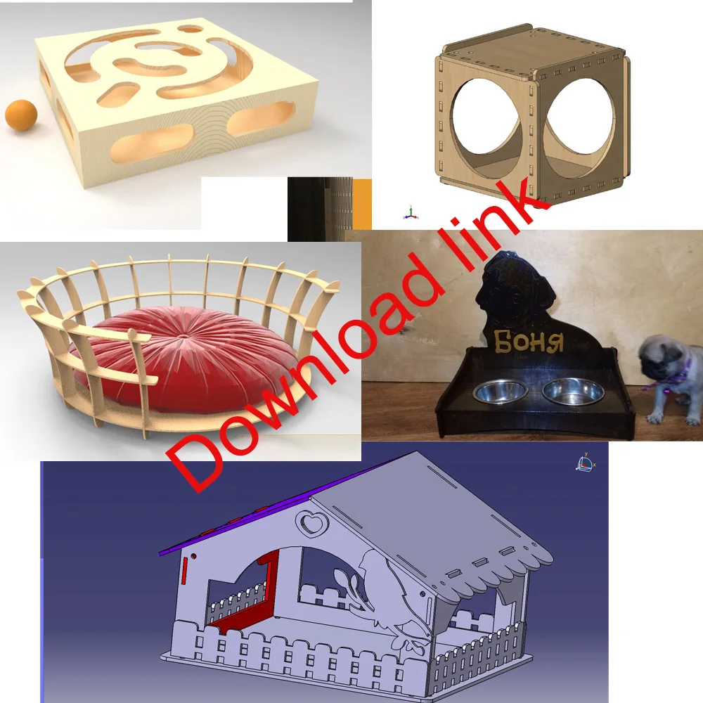 42 files kennel cat nest dog hole birdhouse pets den vector design drawing for CNC laser cutting | Инструменты