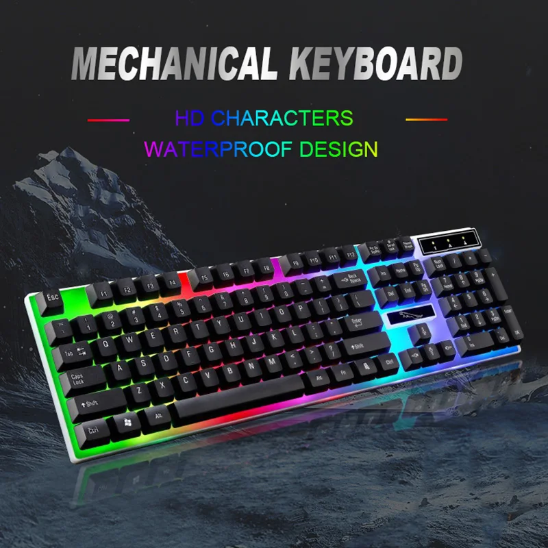 

Gaming Keyboard For Computers Gamer Mechanical LED Hot Swap Keyboard For Laptop 104 Keys Waterproof Low Profile Backlit Keycaps