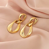 euro america minimalist fashion metal brass earrings ws925 silver needle stud with antigold14kgold for women hyacinth hotsale