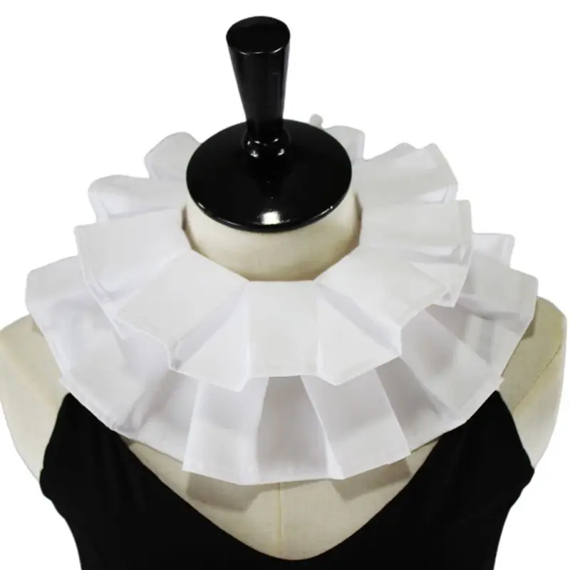 

Женский винтажный хлопковый воротник с рюшами, белый воротник с рюшами в стиле ренессанс
