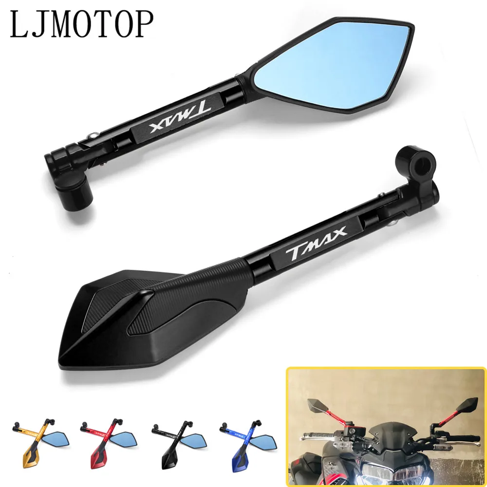 

For YAMAHA T-Max 500 TMAX 500 TMax 530 SX DX 560 TECH MAX TMAX CNC Motorcycle Handlebar Rear View Mirrors Blue Anti-glare Mirror