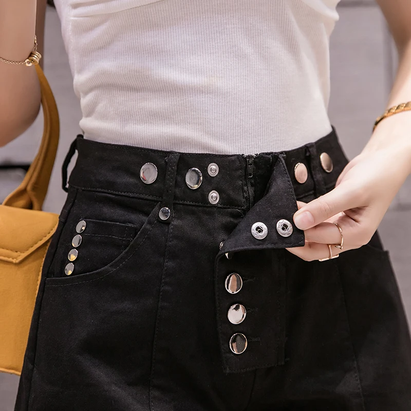 Шорты женские джинсовые с асимметричными пуговицами модные корейские