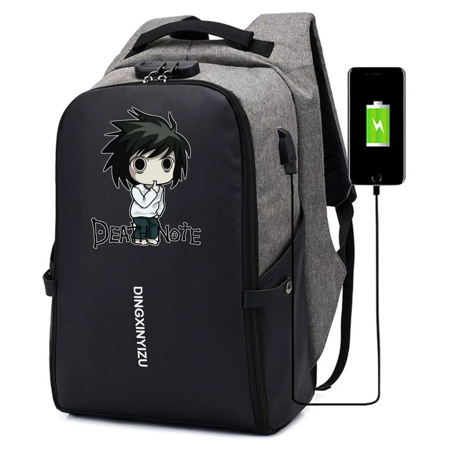 

anime Death Note backpack Men Women Travel Laptop Shoulder Bag Anti-theft USB Charging Work Casual Bags School bookbag