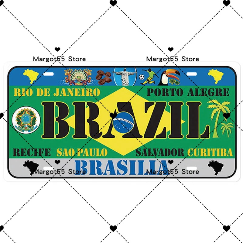

Car Plate License Metal Tin Sign Country Name National Flag Art Prainting Bar Club Home Decor Pin Up Wall Signs Plaques 15x30cm