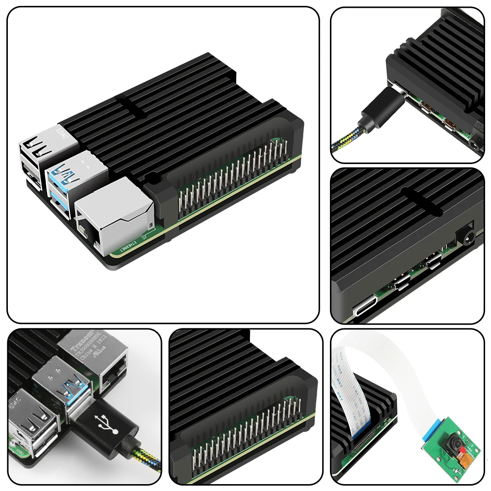 Металлический чехол для Raspberry Pi 4 4B из алюминиевого сплава с пассивным