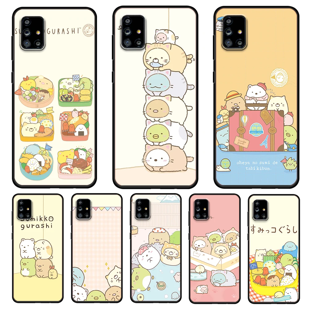 

Sumikko Gurashi Cute For Samsung Galaxy A72 A52 A51 A32 A02S A12 A42 A91 A81 A71 A01 A21S 5G Soft Black Phone Case