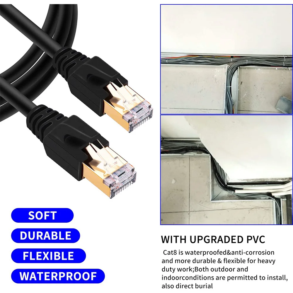 Сетевой кабель Cat 8 LAN Cat8 Rj45 скорость Ethernet 40 Гбит/с 2000 МГц 26AWG для маршрутизатора