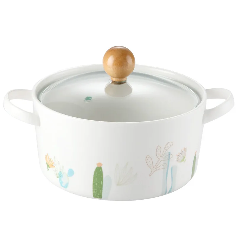 Керамика мгновенного миска для лапши с крышкой Nordic большой общежитии чашка