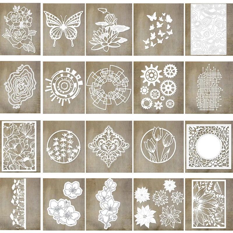 

Flower Rose circle Square Frame Border Tulip Butterfly Fancy Pattern Metal Cutting Dies for DIY Scrapbooking Cards Crafts