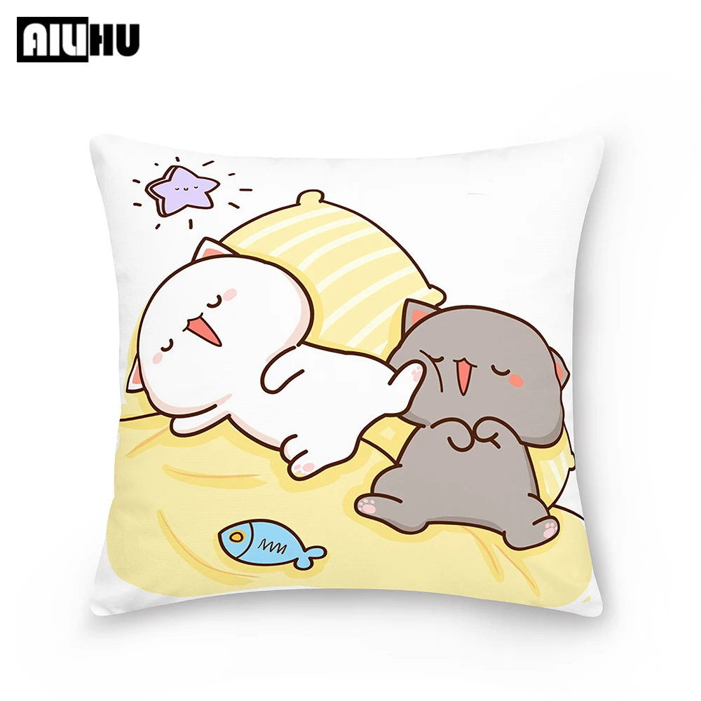 

Peach and Goma Pillow Case Mocha Mochi Peach Cat Cushion Cover Pillow Cover Christmas Decorative Pillows For Sofa Car Pillowcase