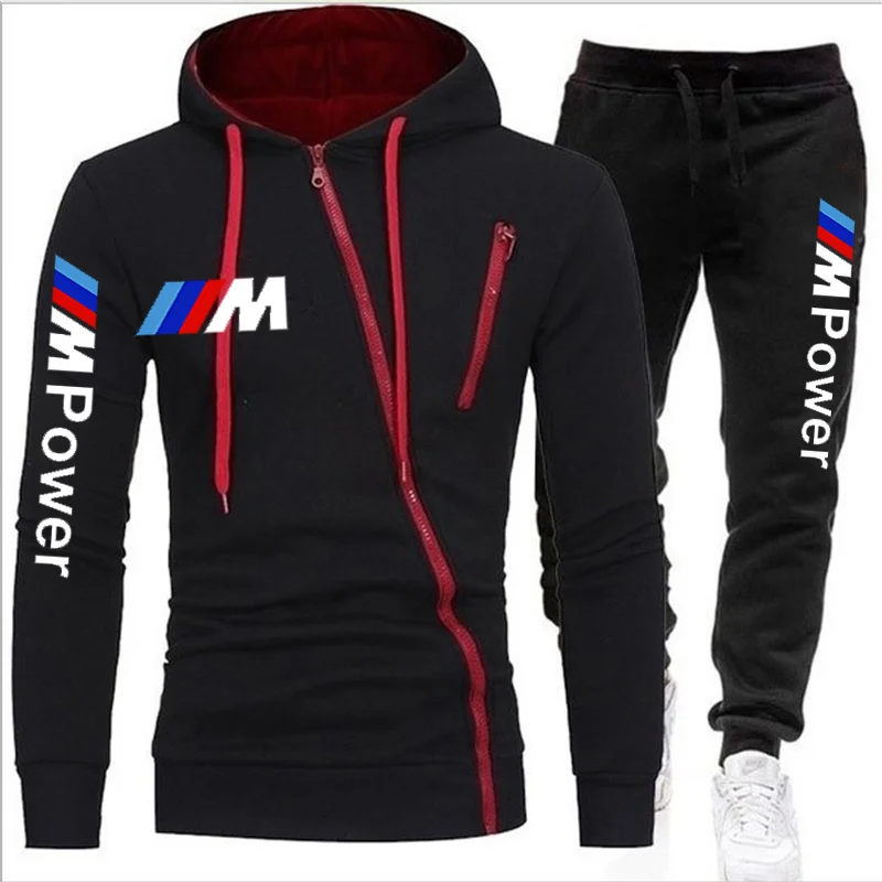

New BMW M Men's Sportswear 2-Piece Hoodie + Pants Sportswear Men's Sweater Zipper Hoodie Men's Suit Sportswear Jogging SuitS-3XL