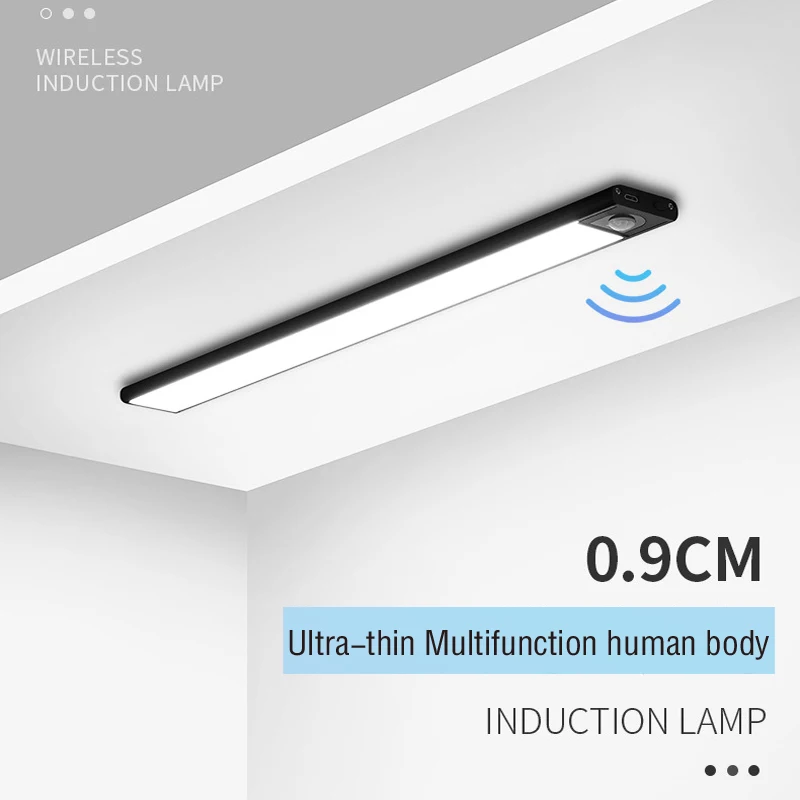 

0.9CM Ultra-thin LED Smart Night Light Human Body Induction USB Plug Lamp Kitchen Bedroom Book Reading Wall Lamp Lengt 20cm 40cm