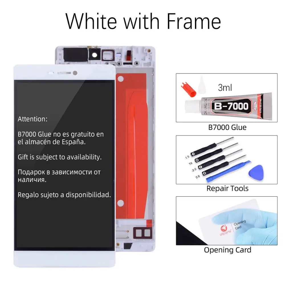 with Frame White Дисплей для HUAWEI P8 GRA L09 gra-l09 gra-ul10 LCD в сборе с тачскрином на рамке 5.2'' черный белый золото - Цвет: with Frame White