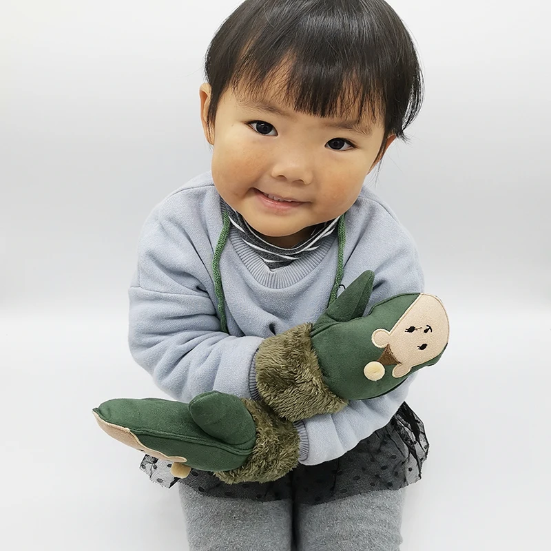 Варежки с подогревом хлопковые флисовые Детские Зимние варежки в виде кошачьей