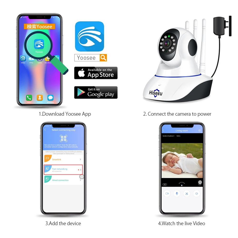 IP камера HISEEU 1080P HD Беспроводная с поддержкой Wi Fi 2 МП|wifi camera 2mp|wireless wifi camerakkmoon ip |
