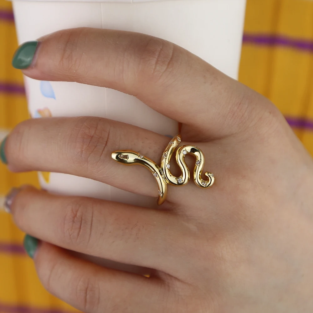 Минималистичное изящное кольцо золотого цвета с милыми животными Женское