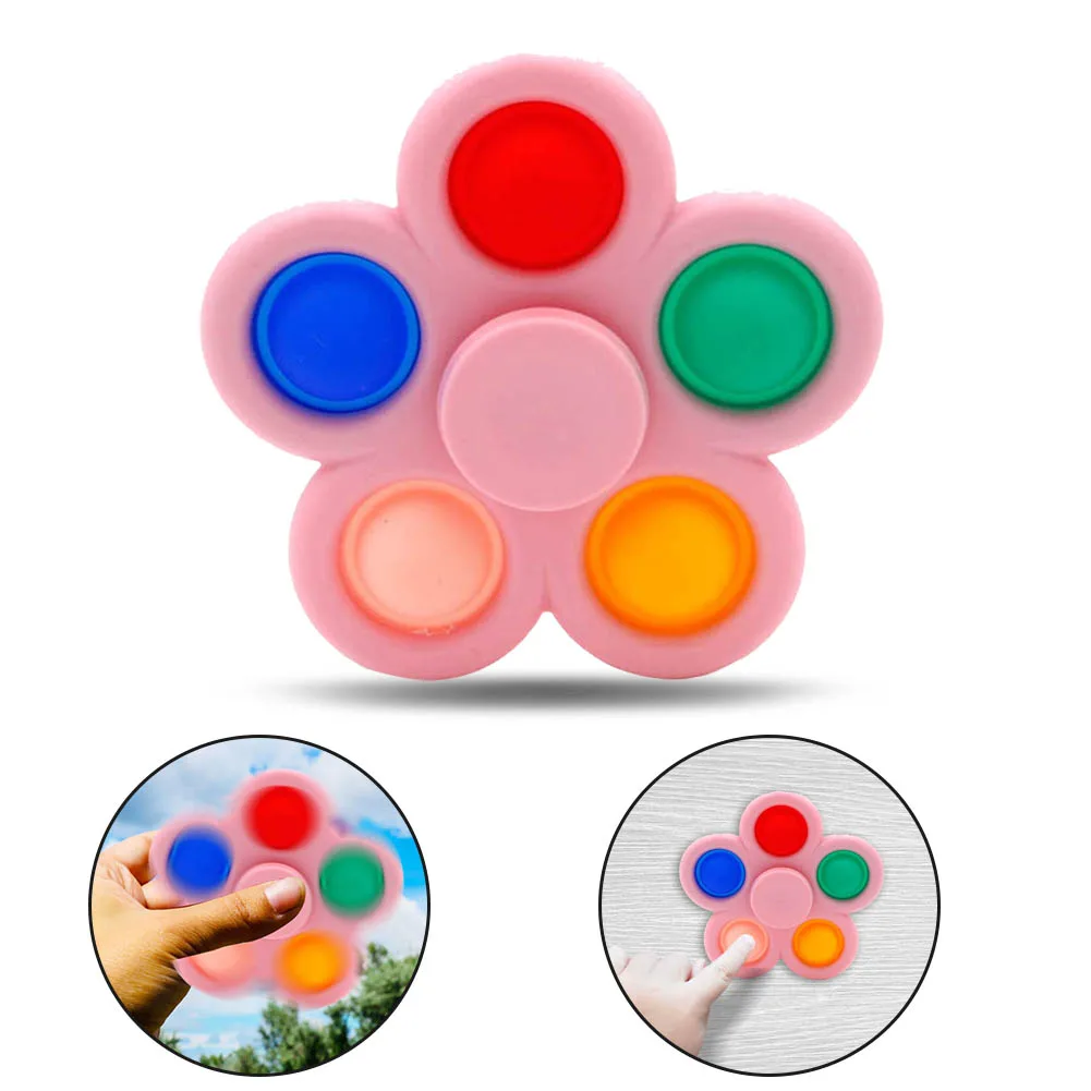 Spinner antipolvo de hoyuelos Simple, peque&ntilde;o llavero para aliviar el estr&eacute;s, colgante, burbujas de empuje, juguetes giratorios de mano para ni&ntilde;os y adultos, regalos-4