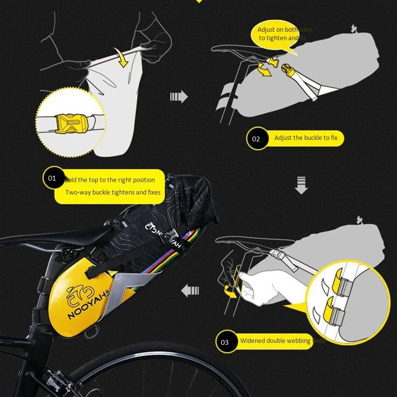 

NOOYAH 6L-10L Bike Waterproof Bicycle Saddle Bag Reflective Large Capacity Foldable Tail Rear Bag Cycling MTB Trunk Pannier