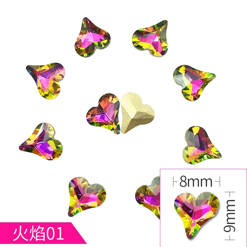 

Heart Emerald Flame Rhinestones, 100Pcs 8X9mm nail art supplies, loose rhinestones, PolymerClay supplies, crystals, glass