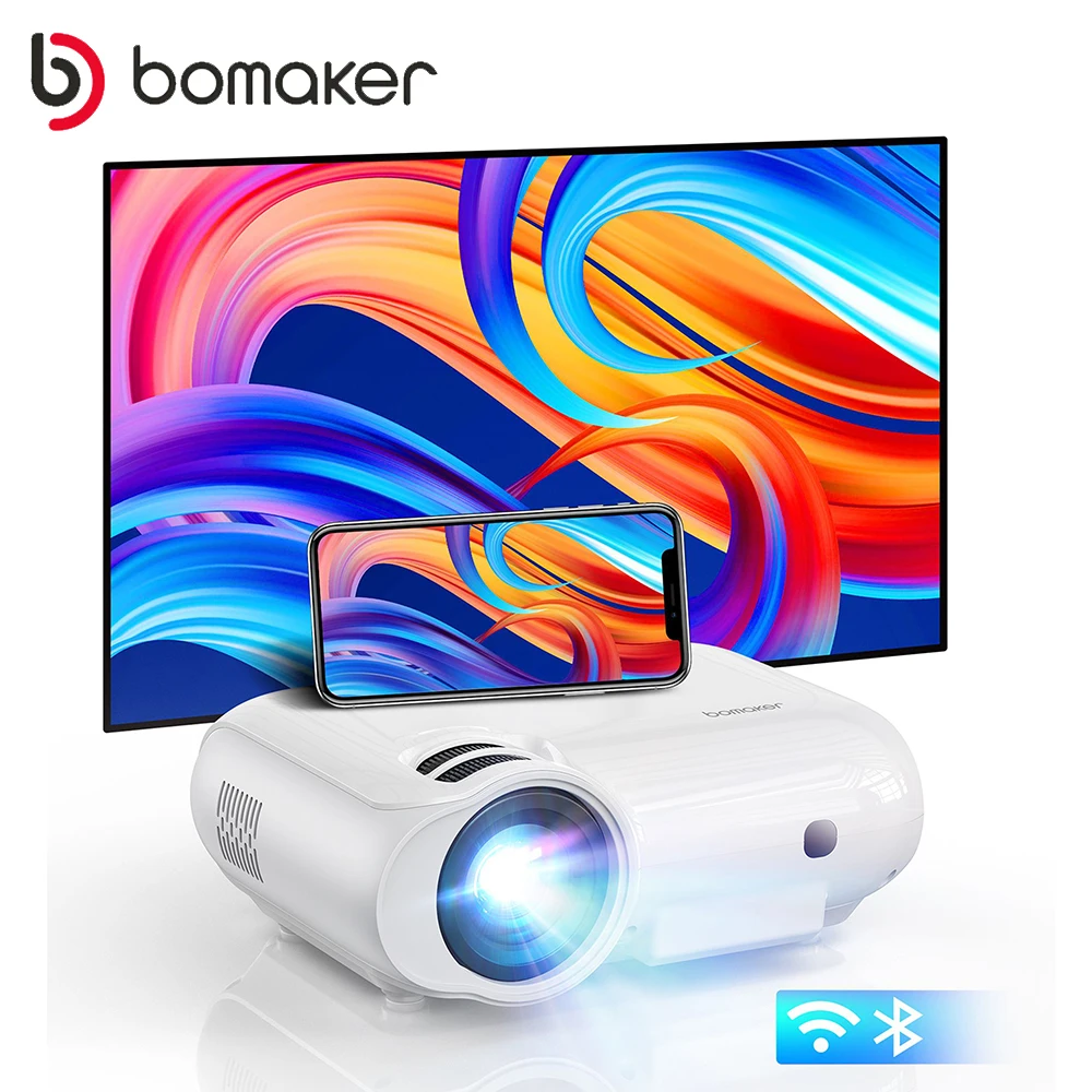 BOMAKER 720P Projector Mini Full HD 2.4G+5G WiFi Android 3D Video Theater Smart Phone Beamer Portable Proyector | Электроника
