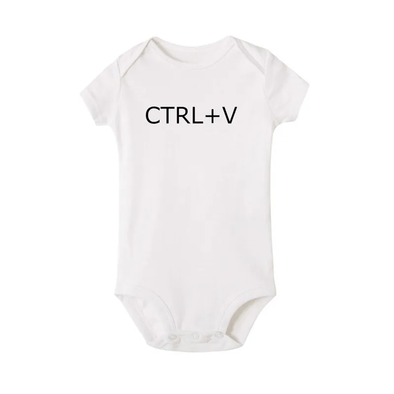 Семейные комплекты с принтом Ctrl+ C, Ctrl+ V Одинаковая одежда с короткими рукавами для мамы и дочки, папы и сына