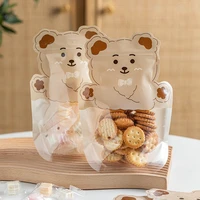 50pcs bear reusable zipper bags mask storage box cartoon candy cookies snack saver bag fresh food storage bags gift bag