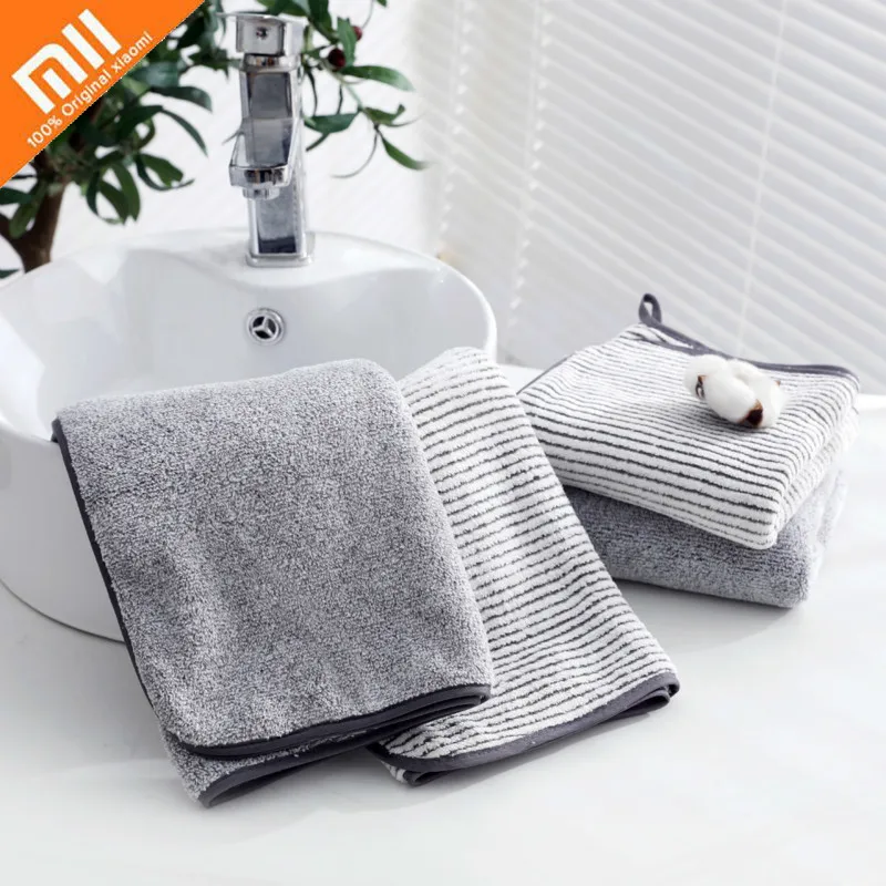 

Большое антибактериальное полотенце из бамбукового угля Xiaomi 2 шт., толстое влагопоглощающее домашнее полотенце для ванной и взрослых, Товар...