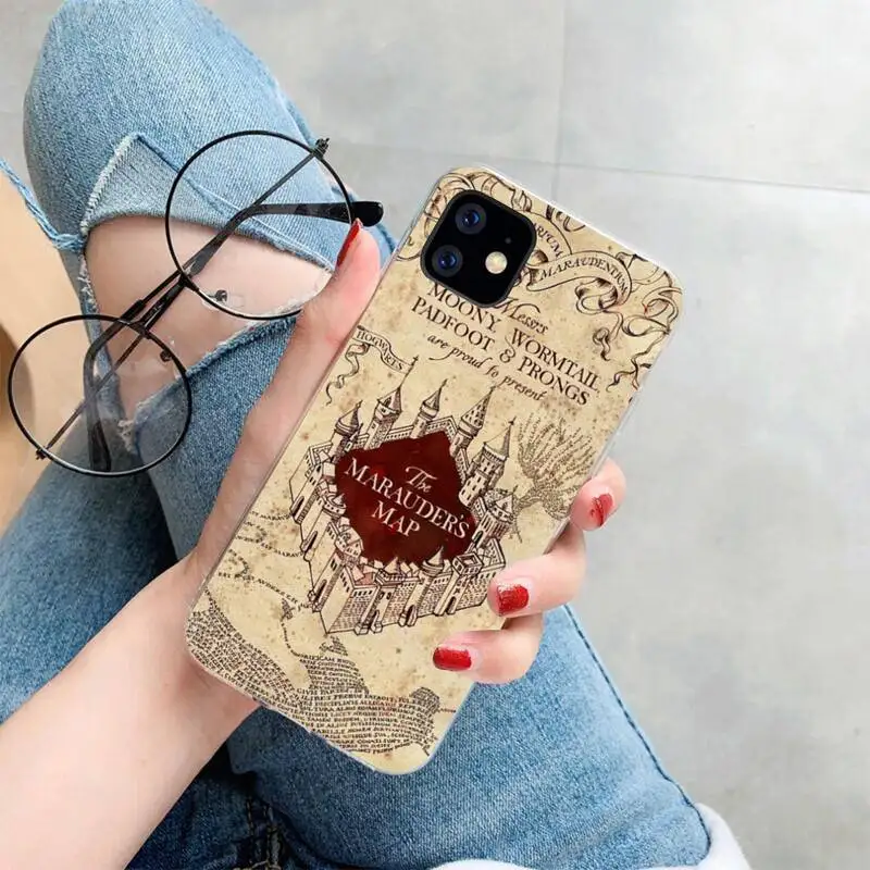 

HPCHCJHM Potter Cartoon Movie Design Black Soft Phone Case Cover for iPhone 11 pro XS MAX 8 7 6 6S Plus X 5S SE 2020 XR cover