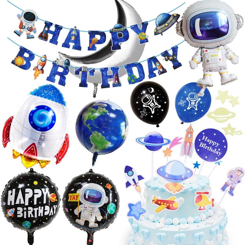 Декор для вечеринки в космосе баннер гирлянда астронавт ракета корабль