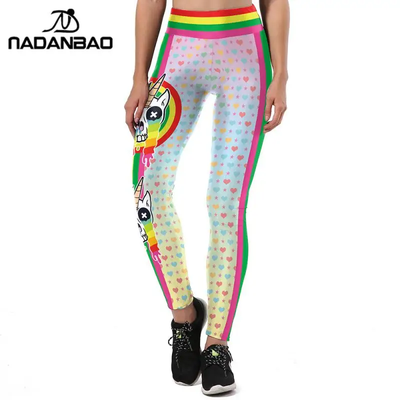 Женские эластичные леггинсы с высокой талией и принтом единорога | Женская