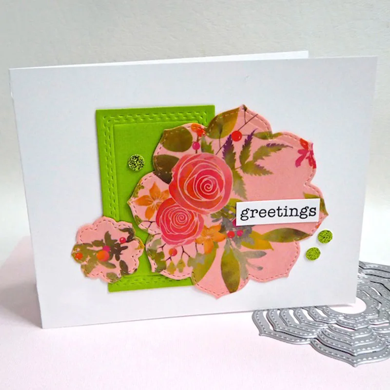 Яркие цветение сшитые Слои набор геометрической формы металлический