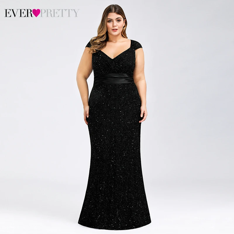 Платья для выпускного вечера размера плюс черные длинные красивые v образный