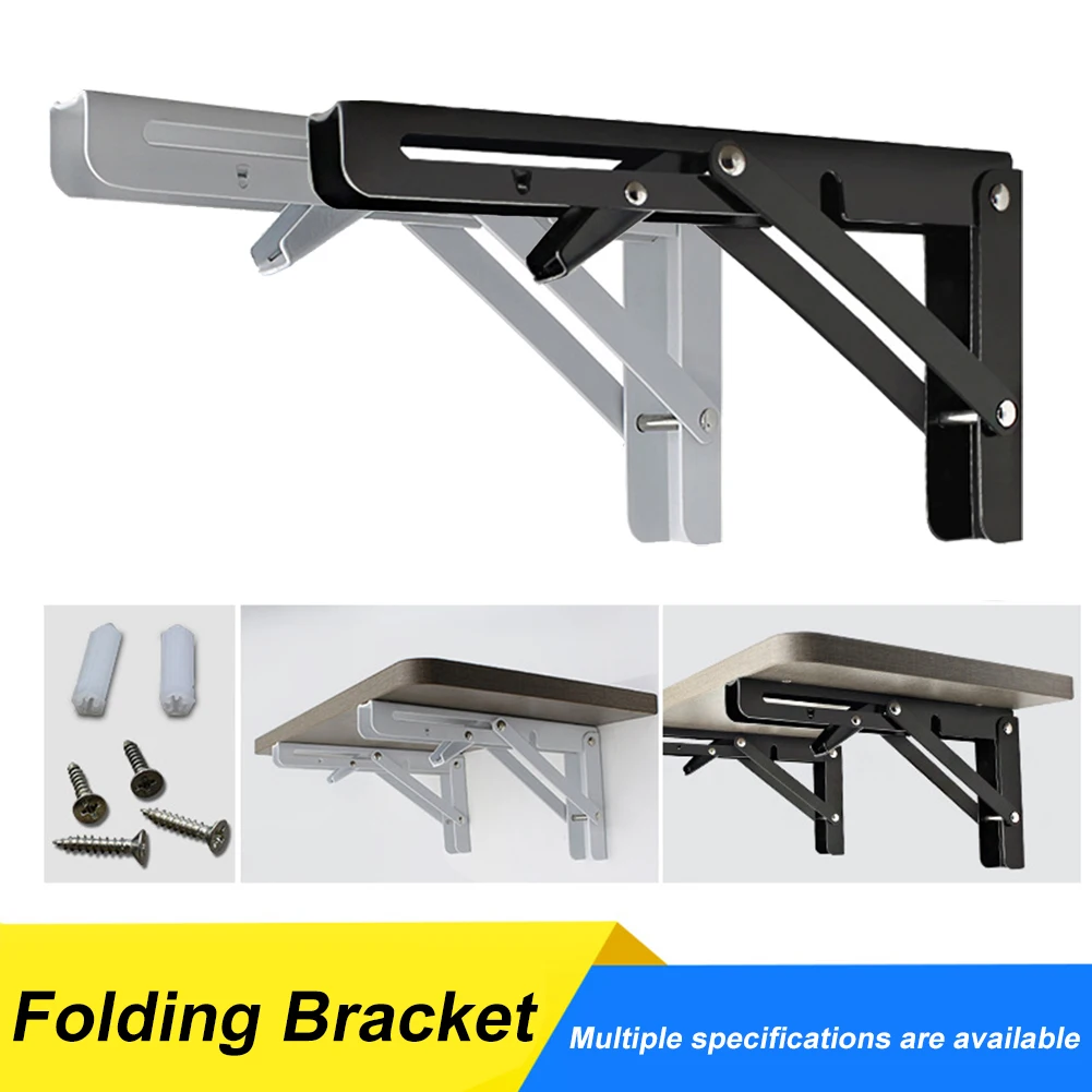 2PCS 8 inch Triangle Folding Shelf Bracket Max. Load 60KG Adjustable Wall Mounted Bench Table Basket Space Saving Storage |