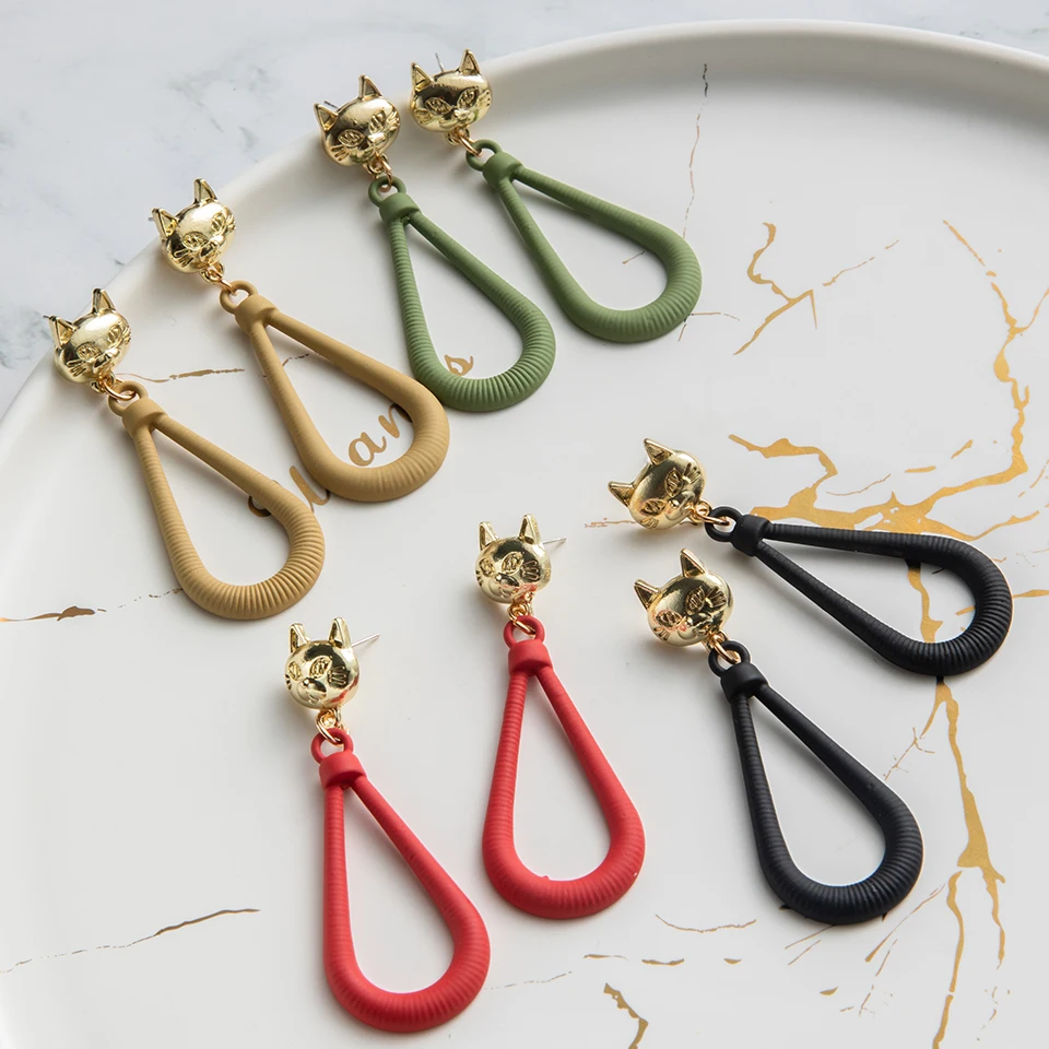 Корейские серьги 2019 минималистичные Goldn Cat Висячие для женщин девушек винтажные
