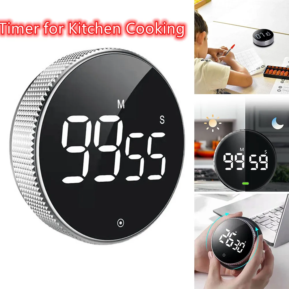 

Магнитный цифровой таймер для кухни, кухонный, для приготовления пищи и душа, светодиодный счетчик, будильник, Ручной Электронный Обратный ...