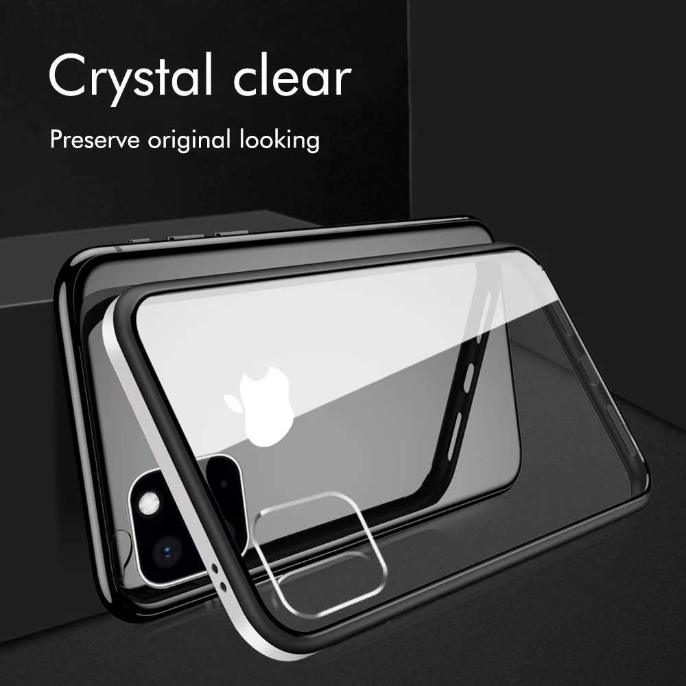 Металлический бампер задняя крышка из закаленного стекла для iPhone XR 11Pro X XS Max 7 86 6s