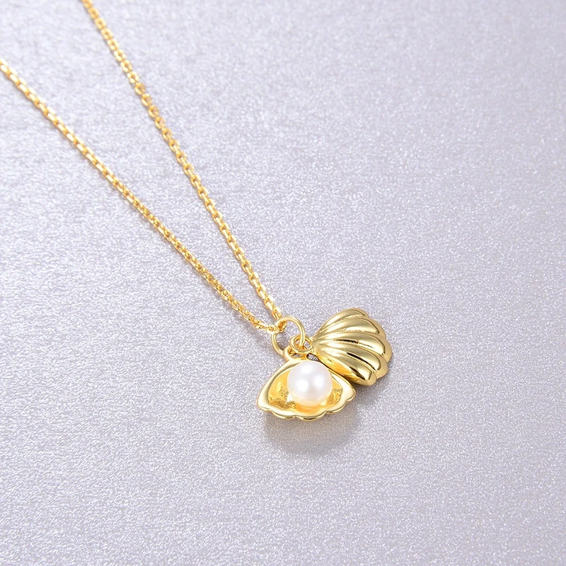 Твердые 925 Серебряное колье с жемчужиной очарование пресноводным жемчугом