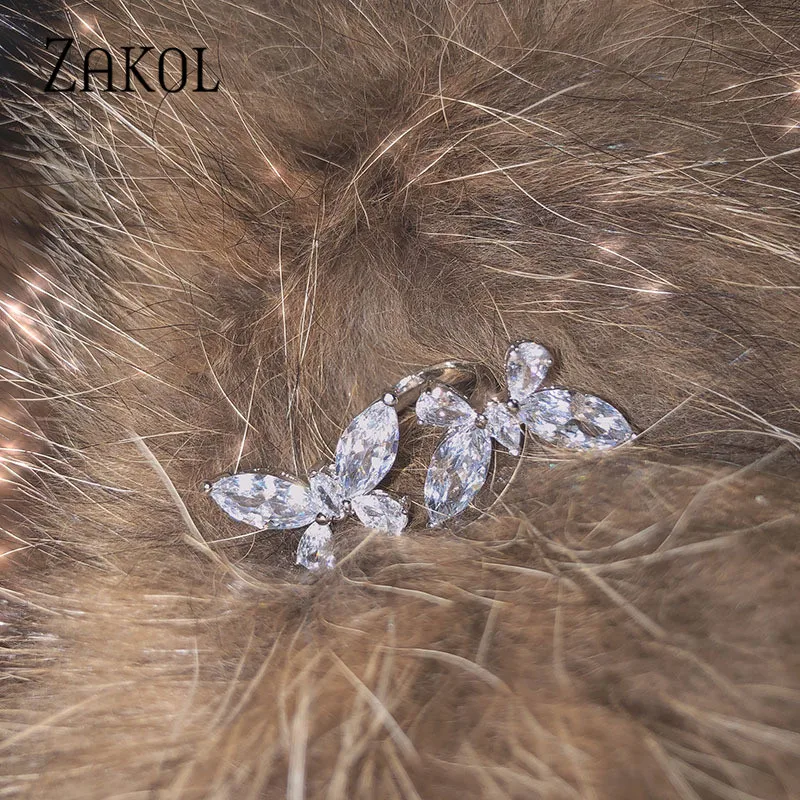 ZAKOL новые трендовые Регулируемые кольца с кубическим цирконием в форме бабочки