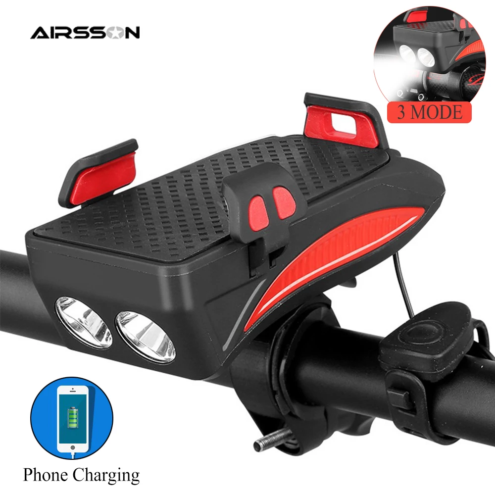 Велосипедный светильник 2000 мА/ч заряжаемый от USB велосипедный головной с рогом