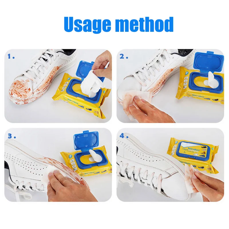 Дорожные одноразовые влажные салфетки для чистки кроссовок белые артефакты