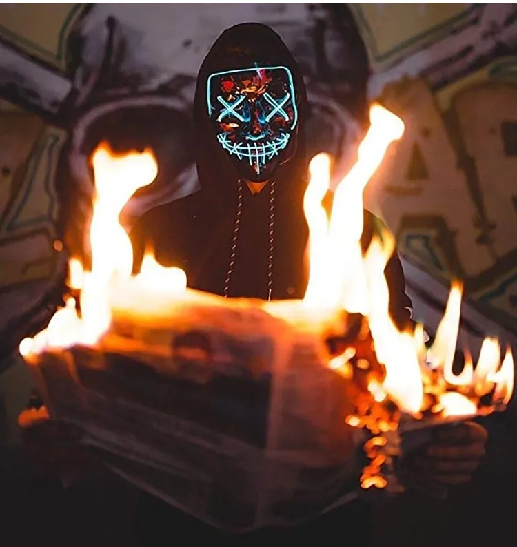 Светодиодная маска для туши на Хэллоуин диджейский светильник Вечерние Маски
