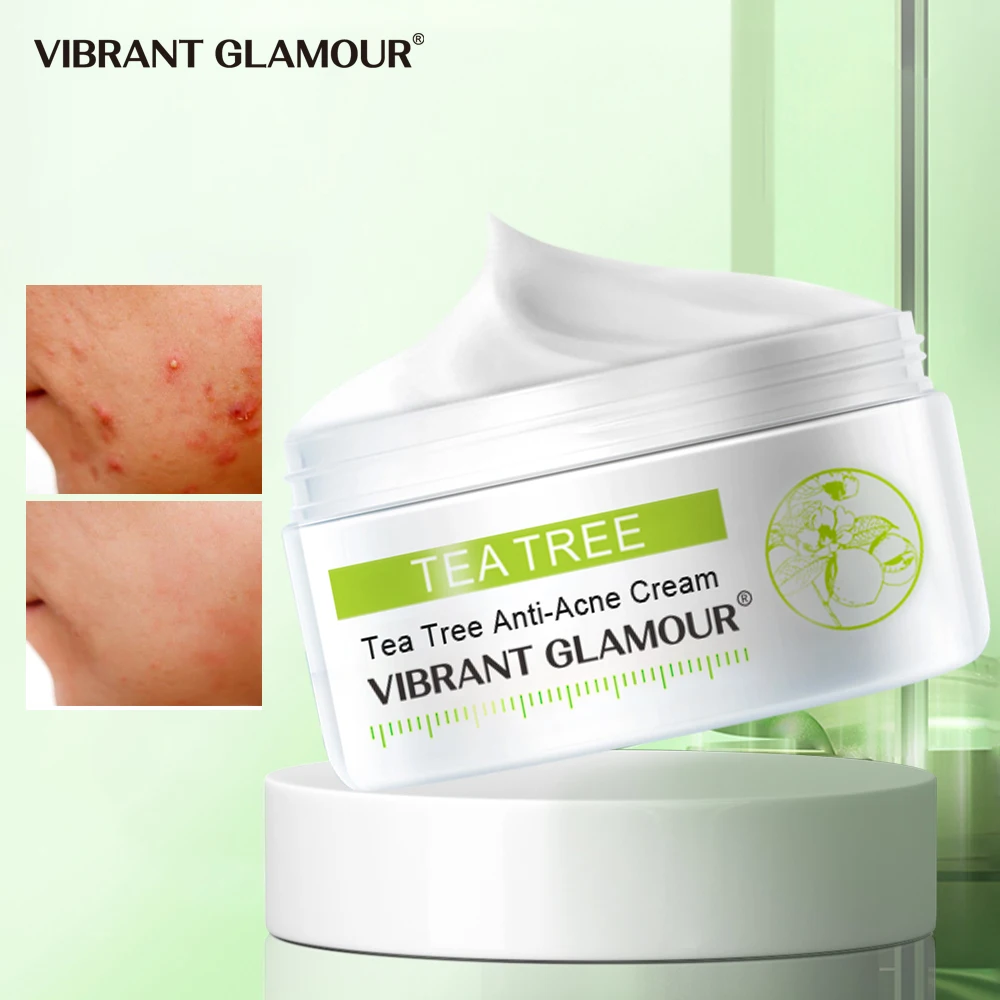

VIBRANT GLAMOUR Tea Tree Face Cream Anti-Acne Shrink Pores Oil Control Treatment Acne Scar Pimples Whitening Nourish Skin Care